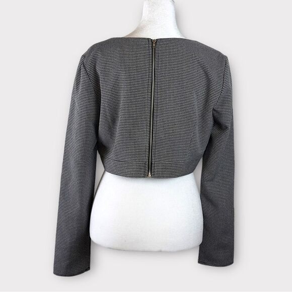 WAYF Houndstooth Long Sleeve Cropped Top - Medium - NWT - Gameday Ready - Picture 5 of 15